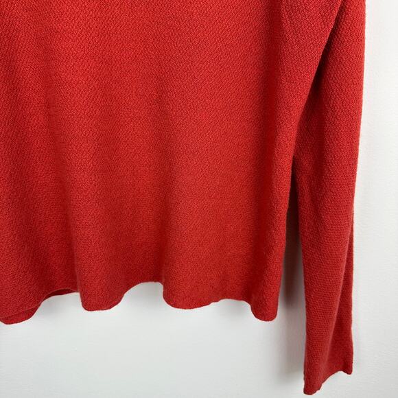 Vintage Eileen Fisher Womens Long Sleeve Italian Yarn Wool Orange Sweater Medium - Picture 5 of 11